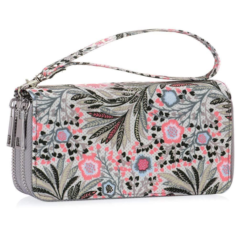 1201 Double Zipper Long Clutch Wallet Cellphone Wallet with Removable